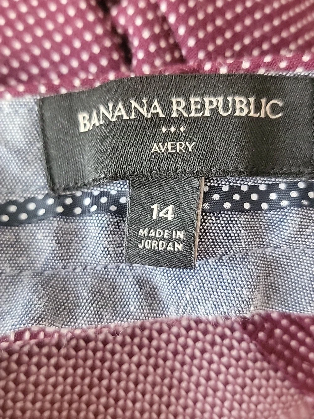 BANANA REPUBLIC Avery Purple White Polka Dot Ankle Cropped Professional Pants 14